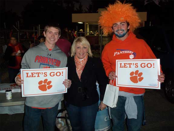 Parkview fans show their spirit with Mrs. Coach Whitley!