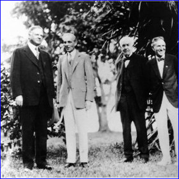 Pres. Hoover, Henry Ford, Thomas Edison, Harvey Firestone during Edison's 82nd Birthday Celebration