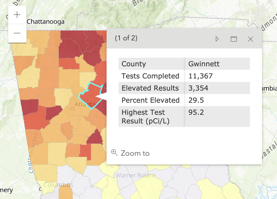 gwinnett county radon statistics
